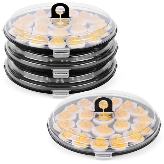 Deviled Egg Containers with Lid, 3 PCS Deviled Egg Platter Carrier | Deviled Egg Trays with 66 Slots for Party, Home Kitchen, Easter, Thanksgiving and Other Festival, Black