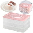 thumbnail image 1 of Deviled Egg Containers With Lid,Deviled Egg Platter,Egg Holder For 72 Eggs,3-Layer Plastic Egg Container,Deviled Egg Tray With Handle Lid,Devil Egg Holder For Refrigerator,Kitchen,Easter Party（Pink）, 1 of 9