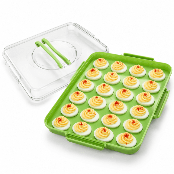 Deviled Egg Containers With Lid 1 Pack 24 Count Handle Green