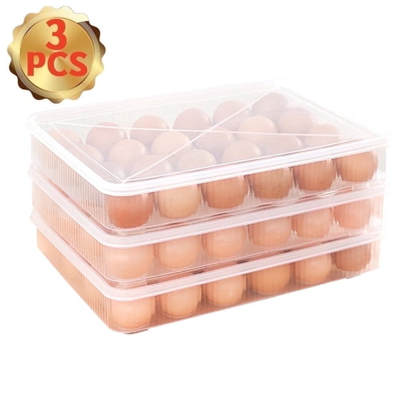 Deviled Egg Containers with Lid, Set of 3 Platter Storage Trays for Refrigerator, Parties, and Special Occasions