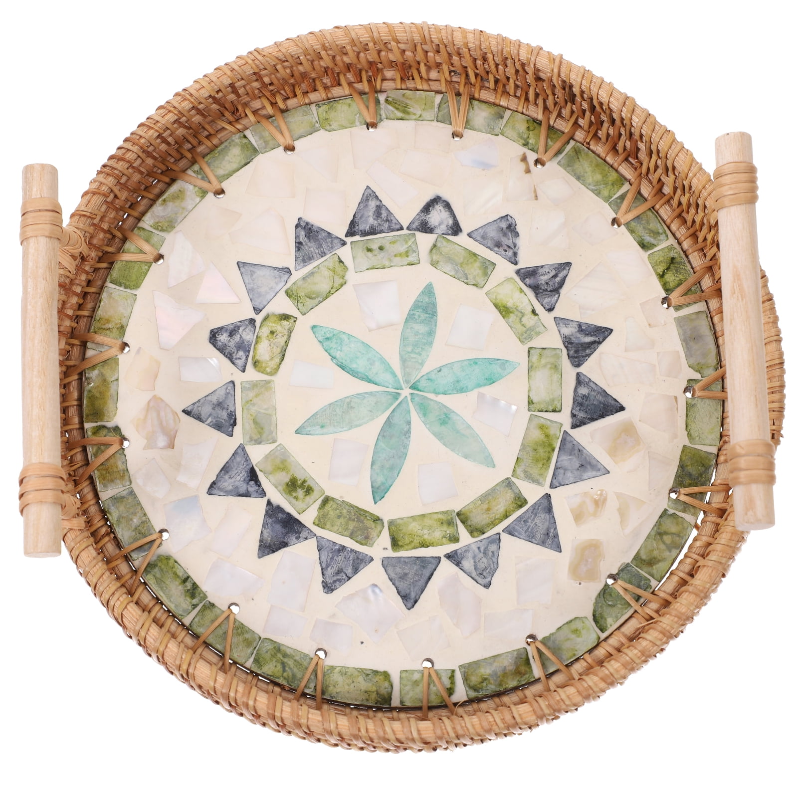 Deviled Egg Dish Ceramic Tray Rattan Woven Serving Platter Trays for Coffee Table Snack Fruit