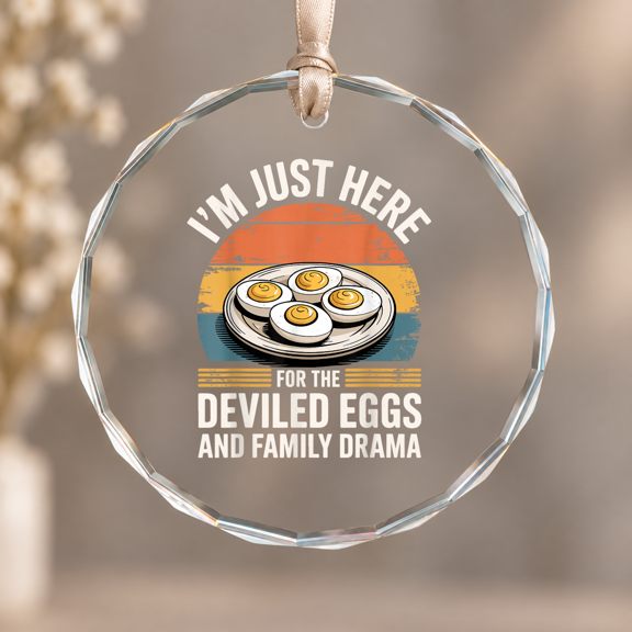 Deviled Egg Family Theme Ornament, Hanging Decor, Circle Glass Ornament