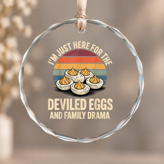 Deviled Egg Family Theme Ornament, Home Decoration, Circle Glass Ornament