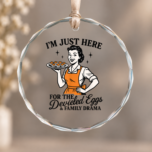 Deviled Egg Family Theme Ornament, Room Decoration, Circle Glass Ornament