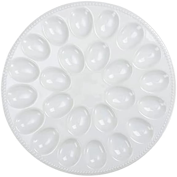 Deviled Egg Plate, 13.8 inch Egg Dish, Holds 24 Eggs, Egg Tray Fit Deviled Eggs Perfectly, White Porcelain$$Home Decor, Kitchen, & Other