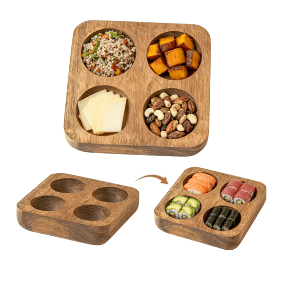 Deviled Egg Platter & Deviled Egg Tray.Mini Bamboo 4-Holes Rectangular Wooden Egg Holder-countertop Egg Holder-Small Easter Deviled Egg Carrier for Kitchen Countertops