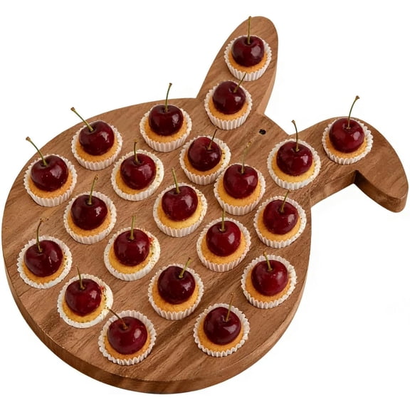 Deviled Egg Platter Easter, 39x26.5cm 21-Hole Bunny-Shaped Wooden Tray, Festive Egg Holder for Home Cooks, Party Hosts and Holiday Entertaining