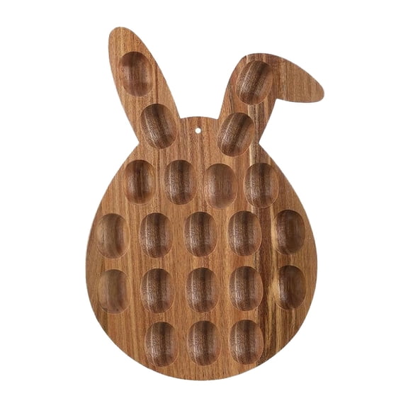Egg Platter,Wooden Egg Tray,Reversible 21 Holes Round Egg Holder Container Charcuterie Board for Kitchen Countertops,Serving Tray