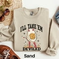 thumbnail image 1 of Deviled Egg Sweatshirt, Funny Thanksgiving Sweater, Cute Fall Shirt, Fall Season Sweater, Thanksgiving Dinner Sweatshirt, Thanksgiving Food 1574680608, 1 of 6