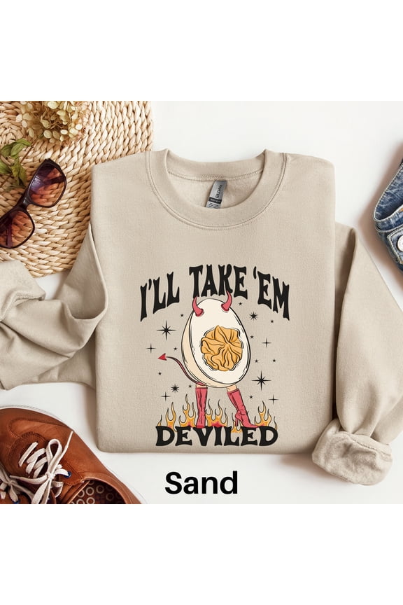 Deviled Egg Sweatshirt, Funny Thanksgiving Sweater, Cute Fall Shirt, Fall Season Sweater, Thanksgiving Dinner Sweatshirt, Thanksgiving Food 1574680608