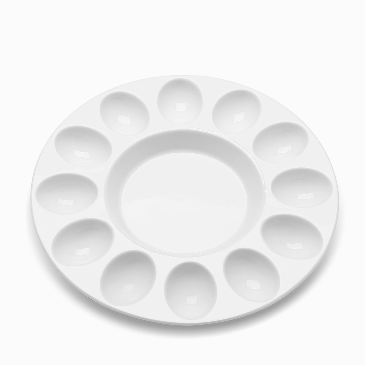 Deviled Egg Tray - Ceramic White Porcelain 12 Cup Eggs Serving Tray Catering Platter for Hard Boiled Devil Eggs & Deserts Unique Decorative Kitchen Holder Dish Plate Palette
