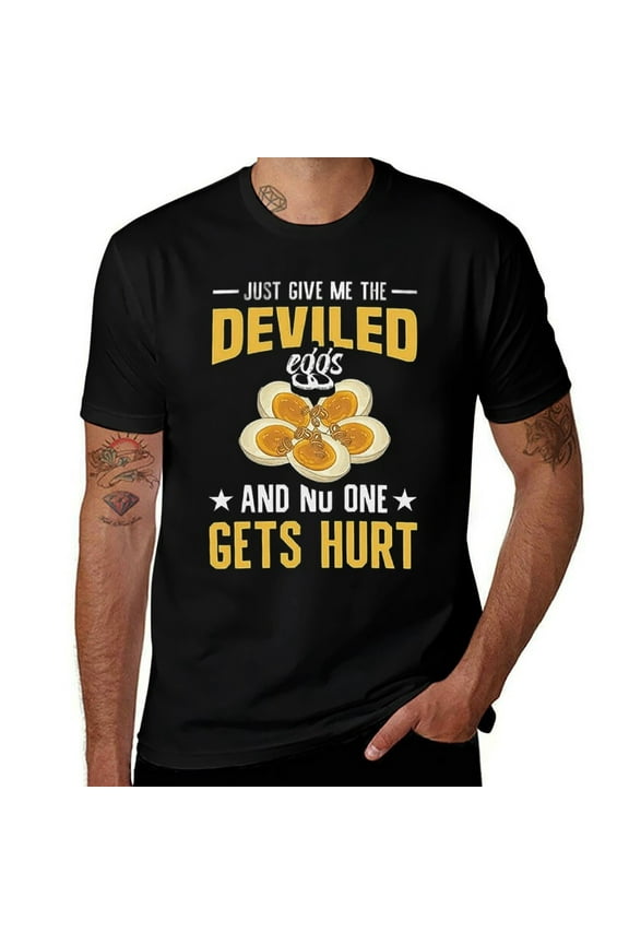 Deviled Eggs Container With Lid Holder Food Deviled Eggs Premium Mens T Shirts Cotton Short Sleeve T-Shirt Crew Neck Tees Casual Shirt