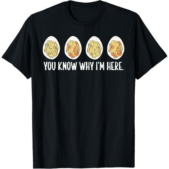 Deviled Eggs T-Shirt Graphic Tee Thanksgiving Top Cotton Fashion Short Sleeve Casual Shirt Black S-5XL
