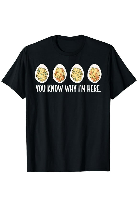 Deviled Eggs T-Shirt Graphic Tee Thanksgiving Top Cotton Fashion Short Sleeve Casual Shirt Black S-5XL