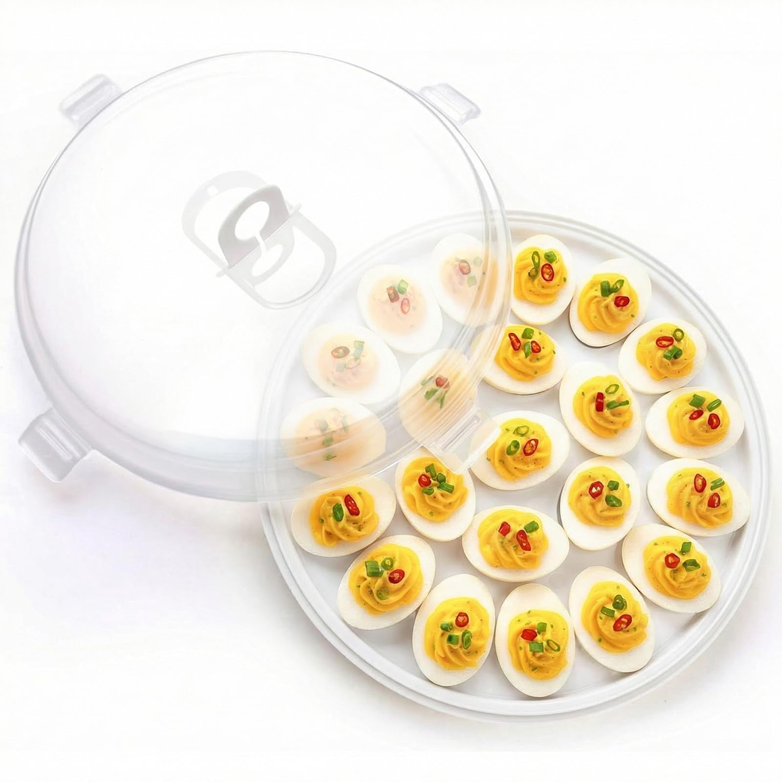 Deviled egg container with lid, deviled egg tray rack, 22 slots, perfect for holiday parties and home kitchens.