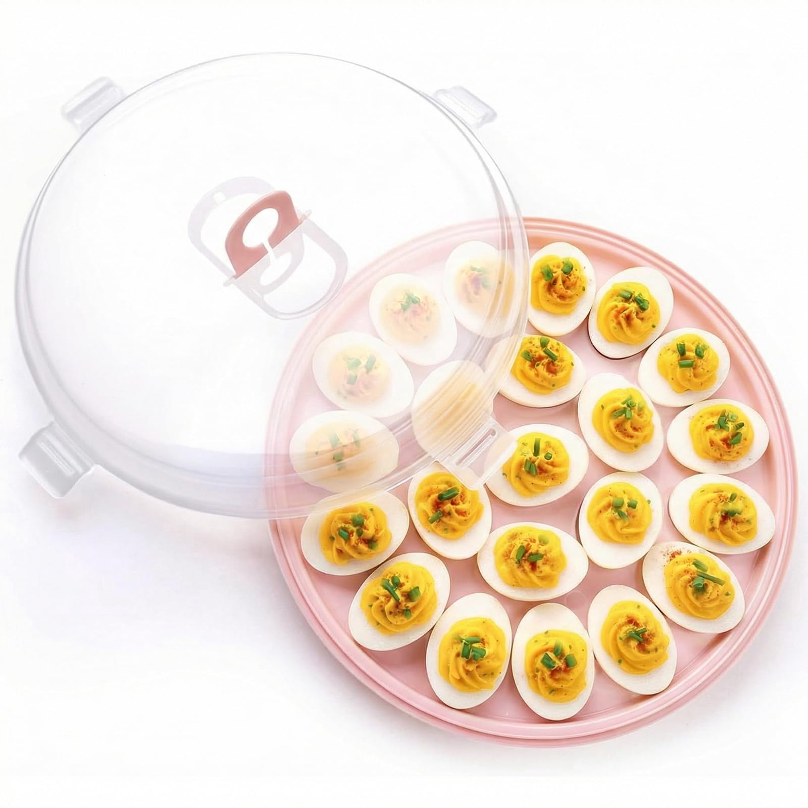 Deviled egg container with lid, deviled egg tray rack, 22 slots, perfect for holiday parties and home kitchens.