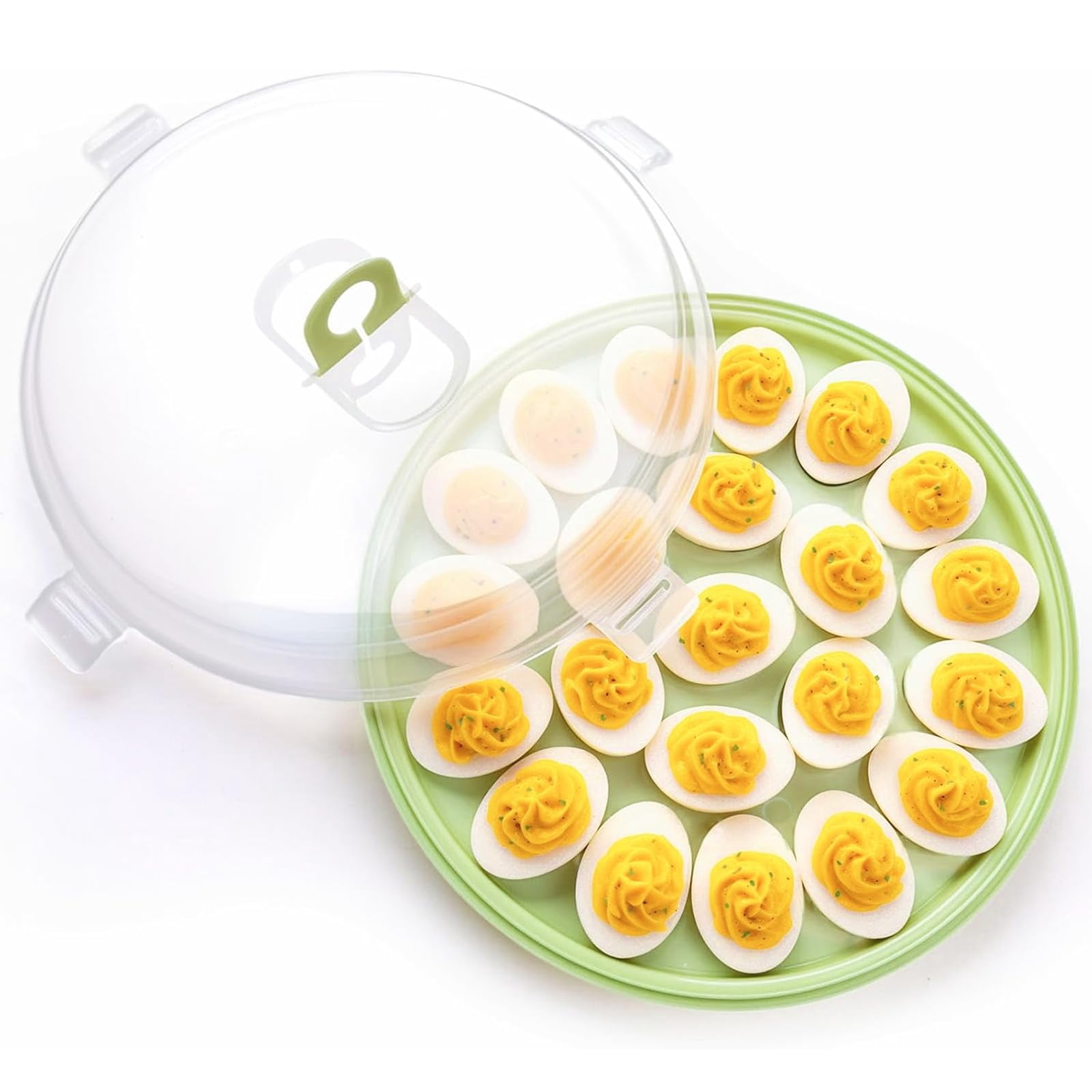 Deviled egg container with lid, deviled egg tray rack, 22 slots, perfect for holiday parties and home kitchens.