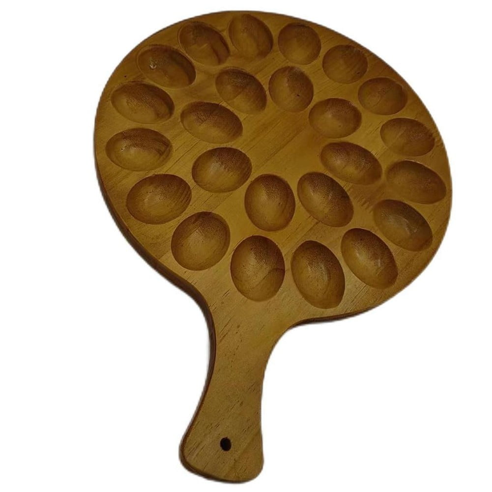 Deviled for Egg Platter, Wooden Deviled for Egg Tray 24 Holes Round for Egg Holder
