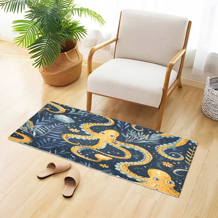 Devilfish Leaves Plush Carpet Non Slip Runner Rug Absorbent Bath Mat 39" x 20"