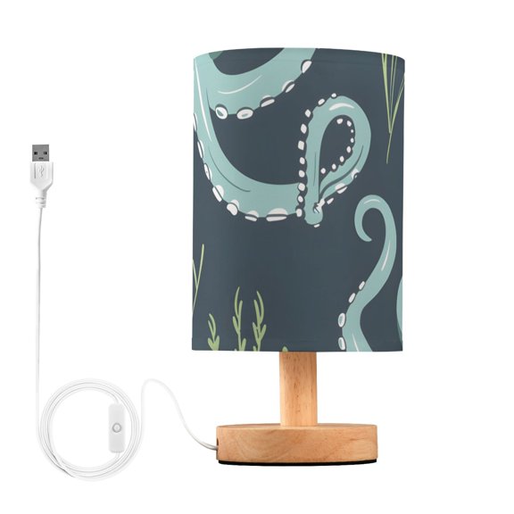 Devilfish Water Plants Table Lamp with USB Port LED Warm Light Lamp Night Light Home Decor