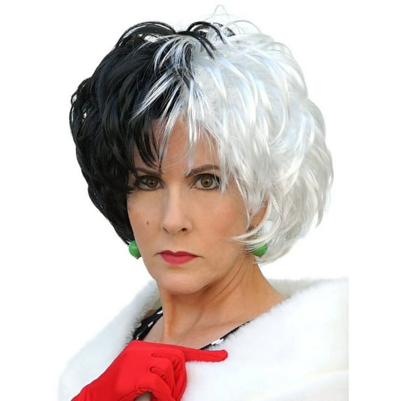 Devilish Black and White Diva Wig Costume Accessory Hair Adult Teen Women