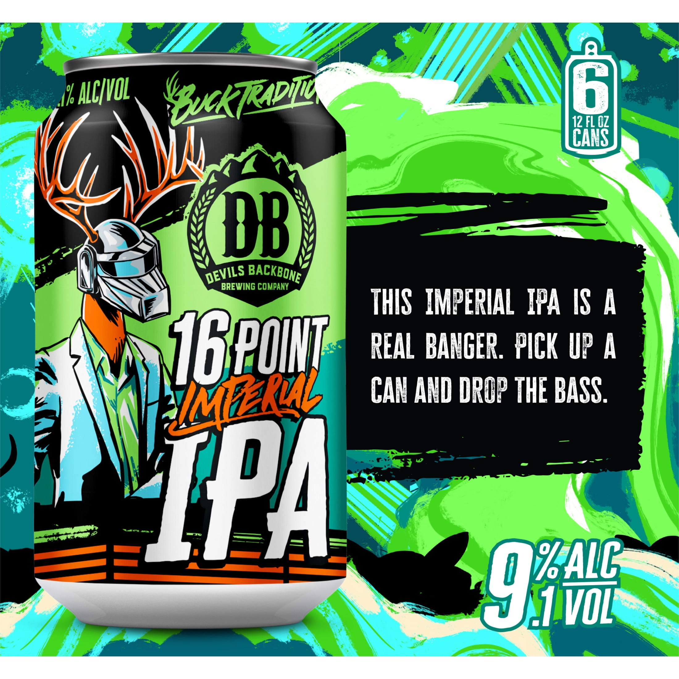 Devils Backbone 16 Point Imperial IPA Craft Beer, India Pale Ale, 6