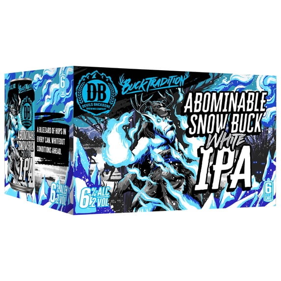 Devils Backbone Abominable Snow Buck White IPA Craft Beer, 6 pack 12 fl oz Aluminum Cans, 6.2% ABV