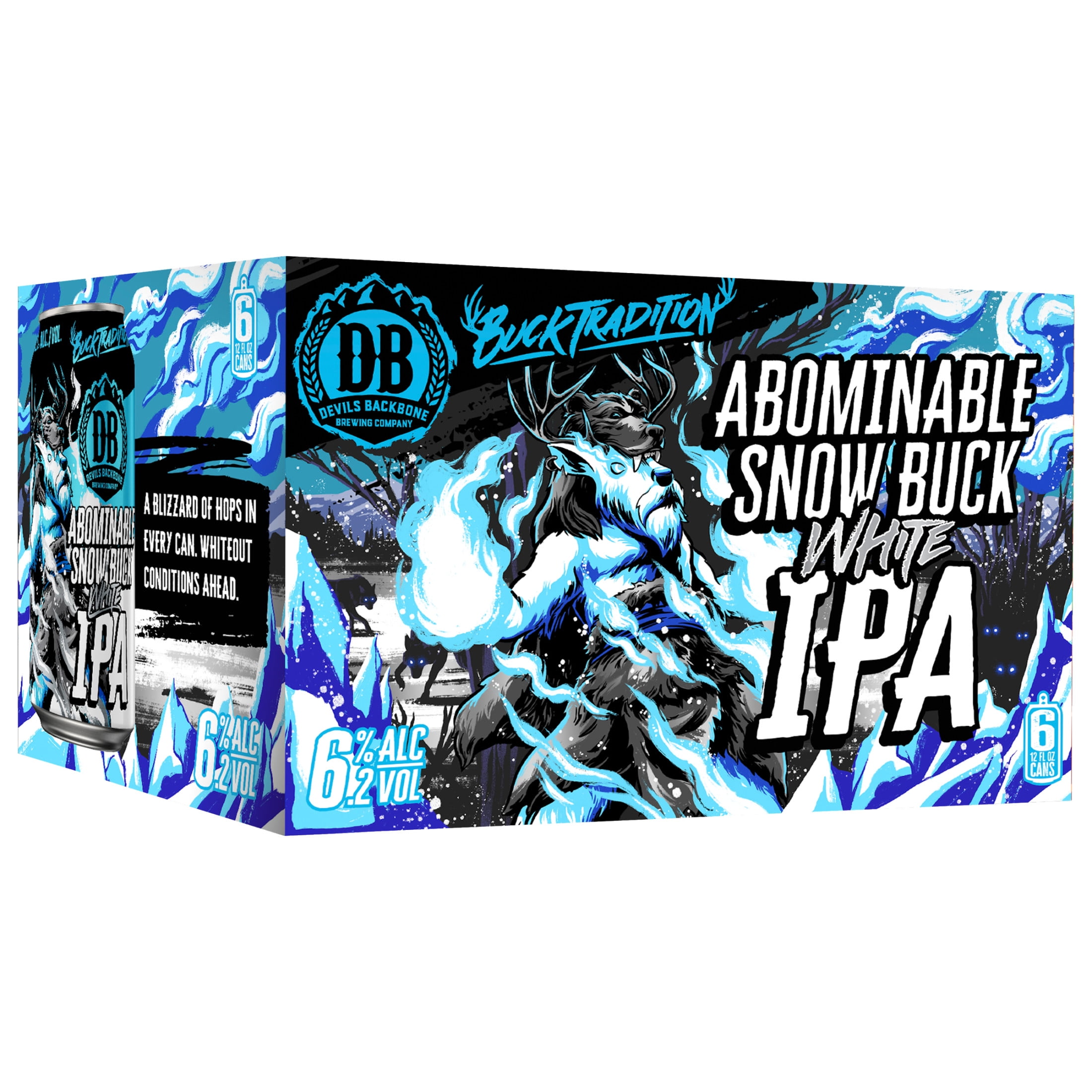 Devils Backbone Abominable Snow Buck White IPA Craft Beer, 6 Pack 12 fl