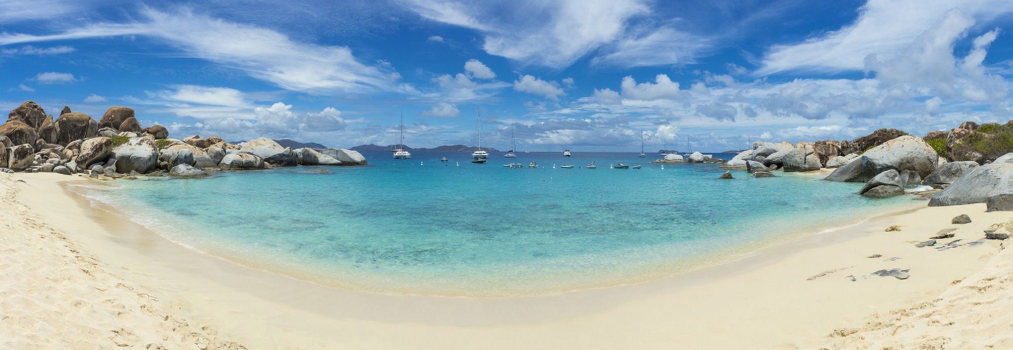 Devils Bay and beach at The Baths on Virgin Gorda British Virgin Islands Canvas Art - Panoramic Images (9 x 27)