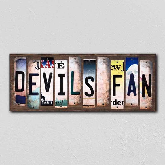 Devils Fan License Plate Tag Strips Novelty Wood Signs WS-435 8" x ".." Strip Sign (WS)
