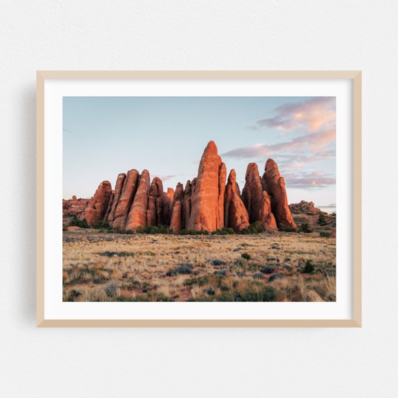 Devils Garden - Photography Desert Landscape Nature Scenic Mountain Sunset Rural Oak Framed Wall Art Print 9 x 12 inches