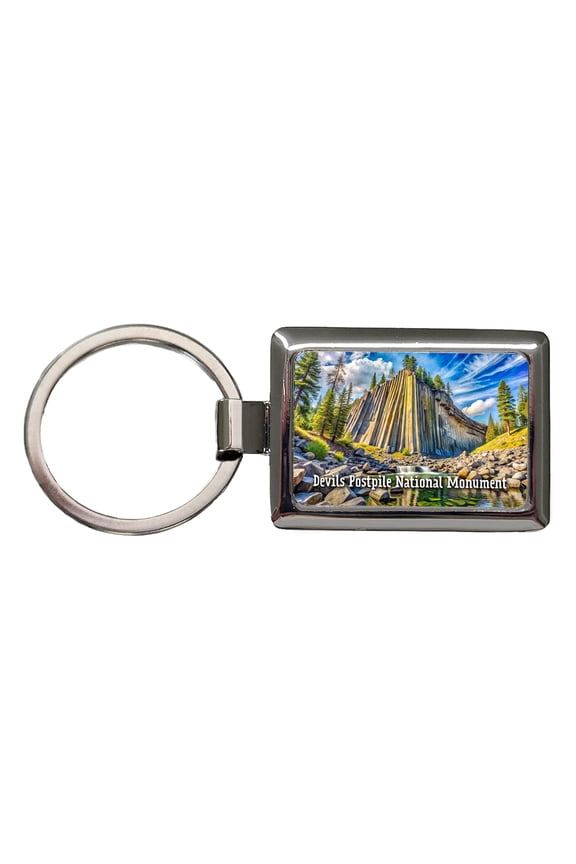 Devils Postpile National Monument California Metal Rectangle Keychain