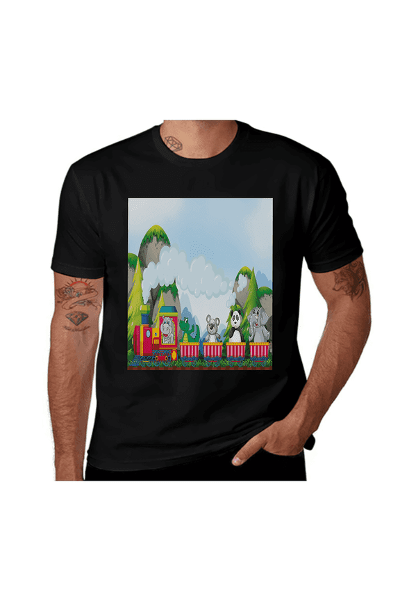 Devils Tower Cartoon Design-Wyoming-Multicolor- Casual Streetwea Everyday Tshirt Comfortable Wear tee shirt