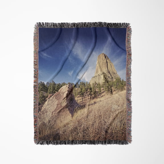 Devils Tower In Devils Tower National Park, Woven Blanket