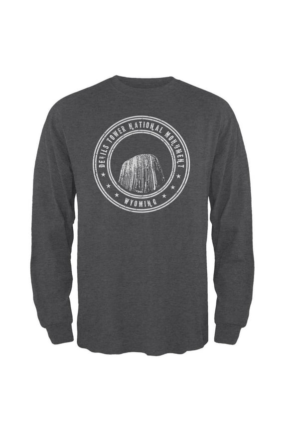 Devils Tower National Monument Mens Long Sleeve T Shirt Deep Heather 2XL