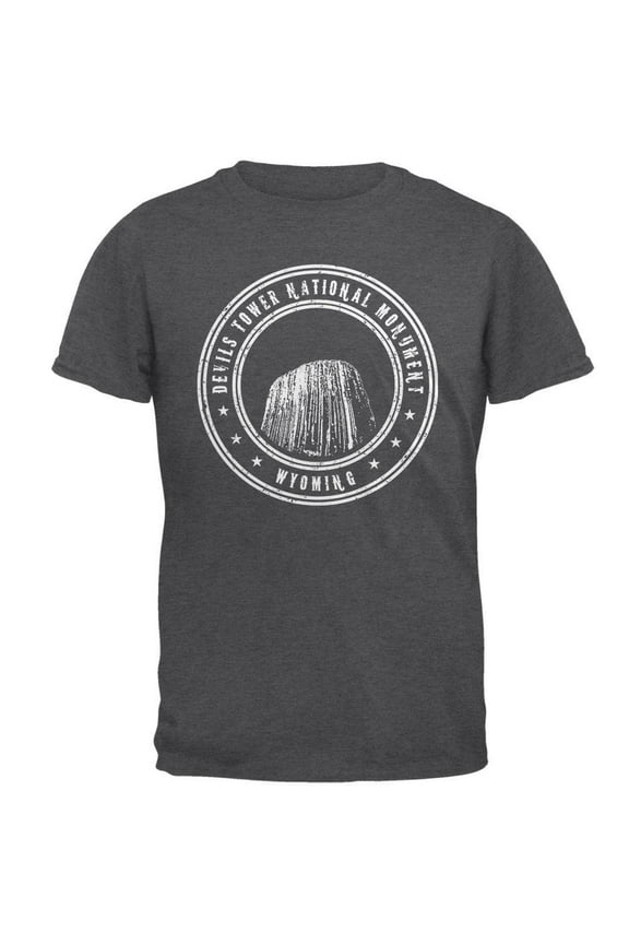 Devils Tower National Monument Mens T Shirt Dark Heather LG