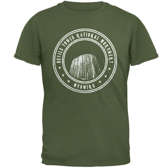 Devils Tower National Monument Mens T Shirt Military Green LG