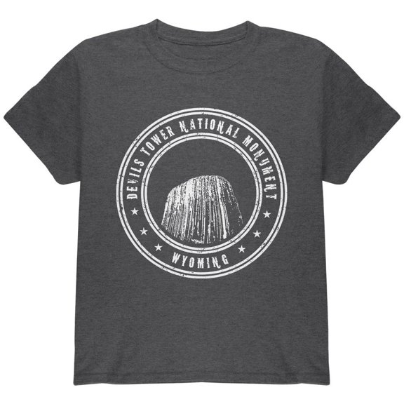Devils Tower National Monument Youth T Shirt Dark Heather YMD