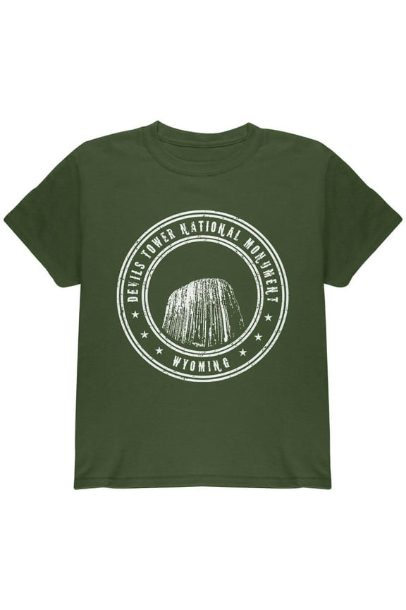 Devils Tower National Monument Youth T Shirt Military Green YSM