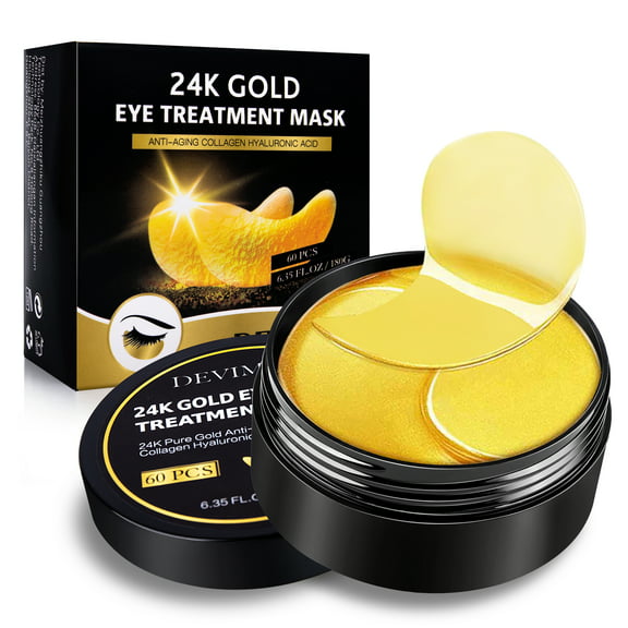 Devimic 24K Gold Eye Mask, 30 Pairs Under Eye Masks for Dark Circles and Puffiness Treatment, Under Eye Patches for Puffy Eyes and Eye Bags, Gel Eye Mask Eye Pads for Face Skin Care