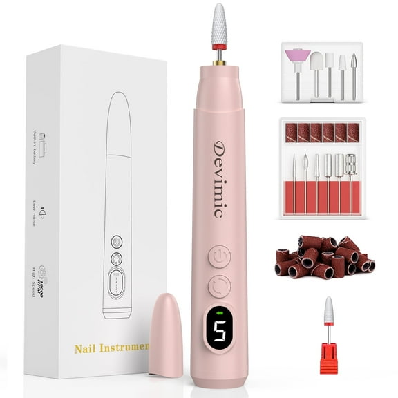 Devimic Electric Nail Drill Kit, Professional Cordless Nail Drill Nail File Manicure for Acrylic Gel Dip Powder Nails
