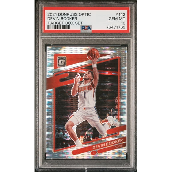 Devin Booker 2021 Panini Donruss Optic Target Box Set Card #142 Graded PSA 10