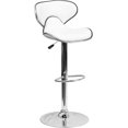 thumbnail image 1 of Devin Contemporary Cozy Mid-Back White Vinyl Adjustable Height Barstool with Chrome Base, 1 of 10