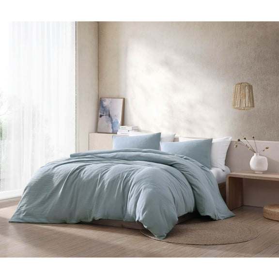 Devin Gauze 3 pc Queen Comforter Set Riverbrook Home Devin Gauze 3 pc Comforter Set Queen - Light Blue