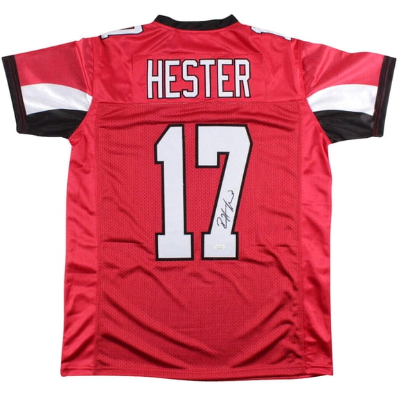 Devin Hester Autographed Atlanta (Red #17) Custom Jersey - JSA