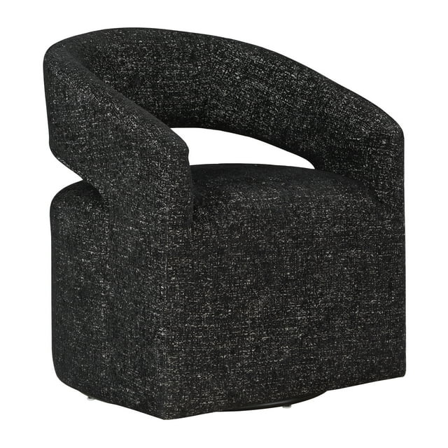 Devin Swivel Chair in Midnight Black Fabric