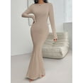 thumbnail image 1 of Devine Backless Round Neck Long Sleeve Maxi Dress, 1 of 1