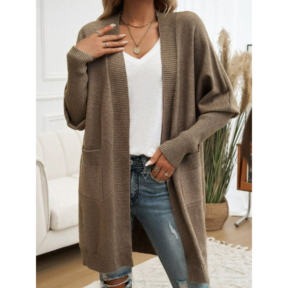 Devine Open Front Long Sleeve Cardigan