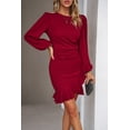 thumbnail image 1 of Devine Ruched Ruffled Balloon Sleeve Mini Dress, 1 of 20