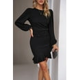 thumbnail image 1 of Devine Ruched Ruffled Balloon Sleeve Mini Dress, 1 of 20